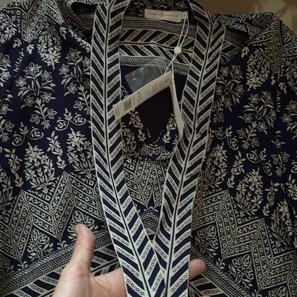 Tory Burch Bourdelle Silk Long Sleeved Tunic Dress Size 12